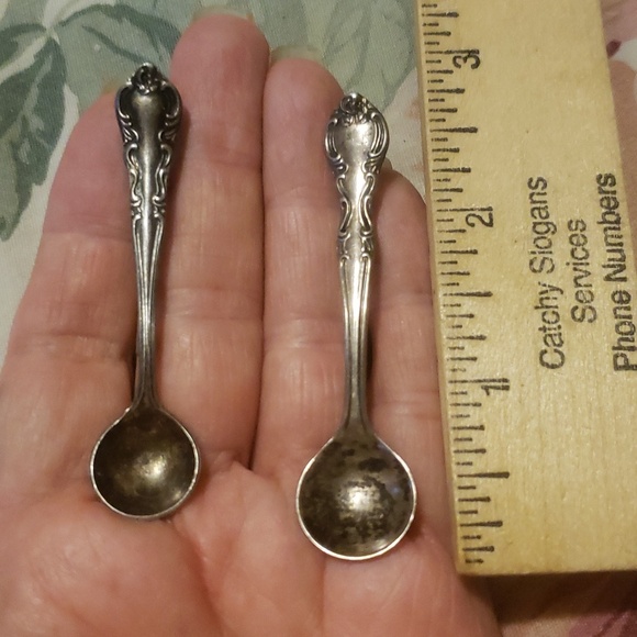 2 Vintage Sterling Silver Miniature Spoon Brooch Pins Signed 2.75" 4 gra… - Picture 10 of 10